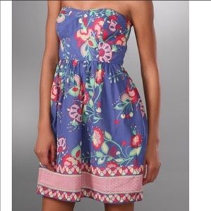Shoshanna lotus floral strapless summer dress 10